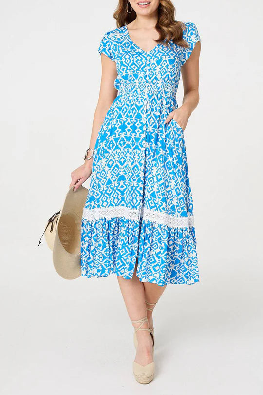DAISY - Abstract printed midi dress