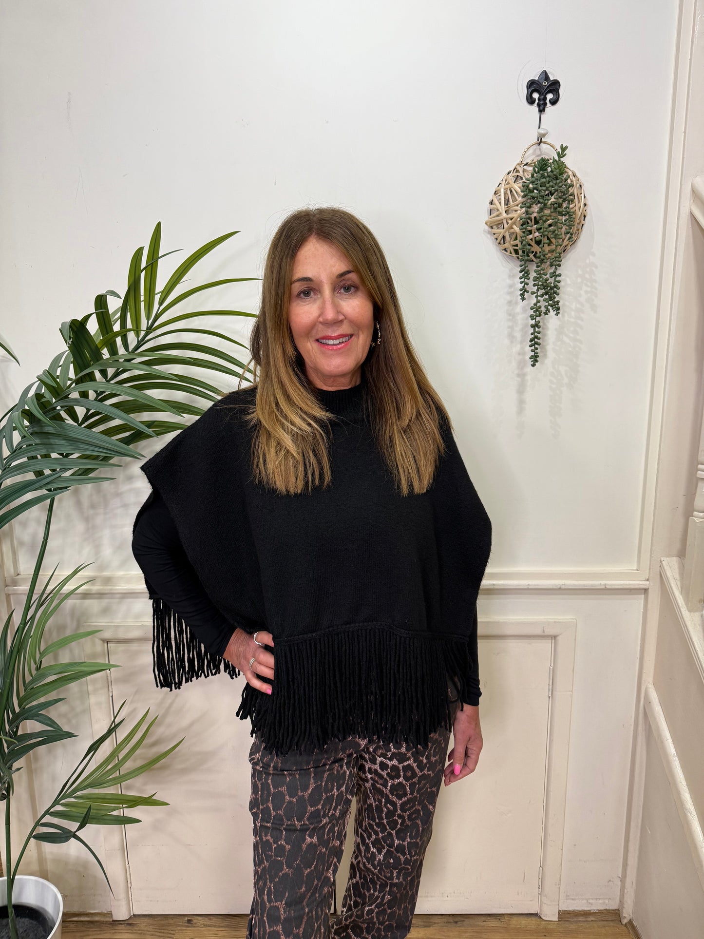 Pieces - JULLE - Fringe detail roll neck poncho