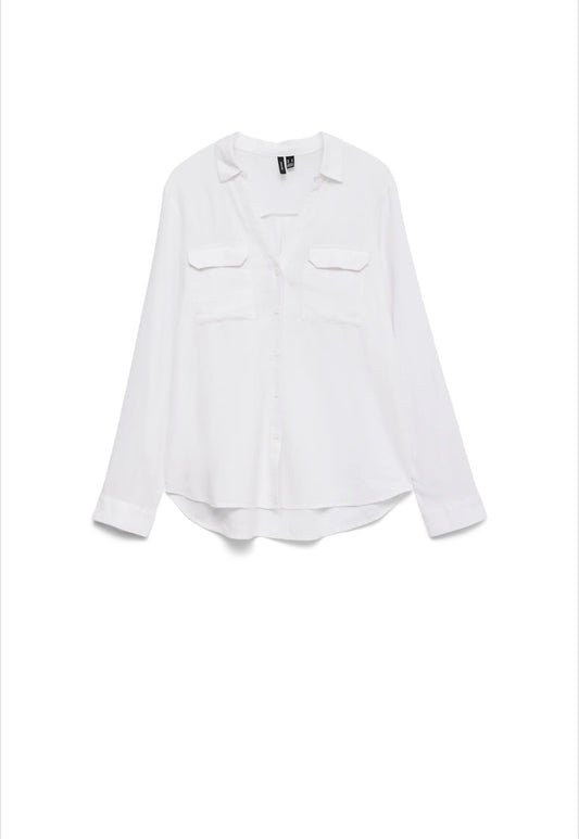 Vero Moda - BUMPY - Plain linen pocket front shirt