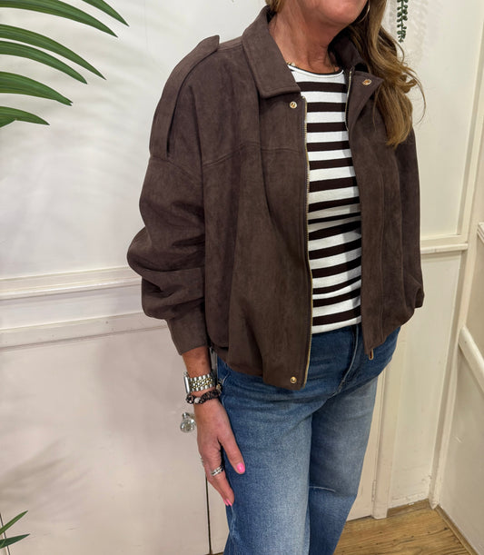 TINLEE - Faux suede puffball bomber jacket