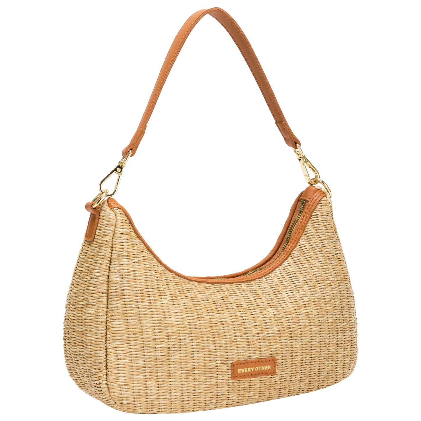 Every Other - 12046 - Straw curve top baguette bag