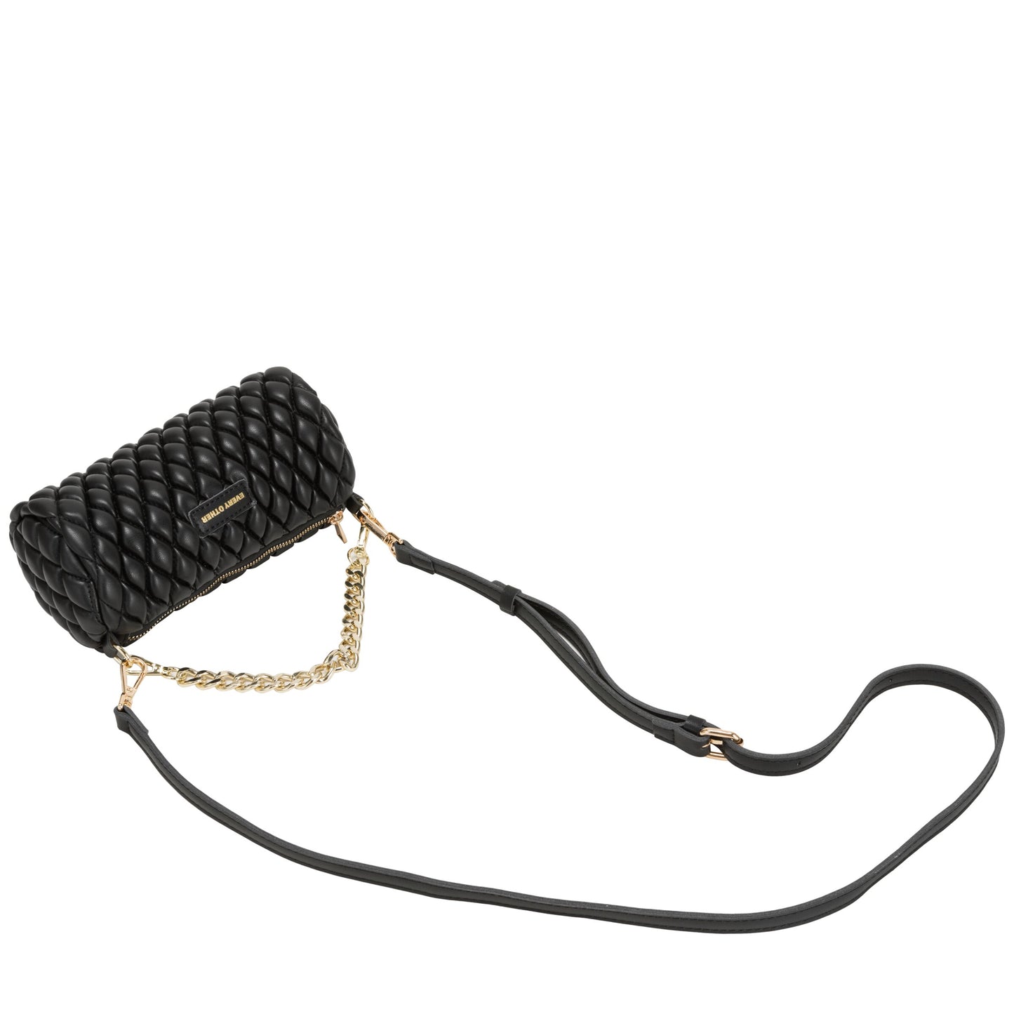 Every Other - 12063 - Quilt detail cylinder cross body bag - Black
