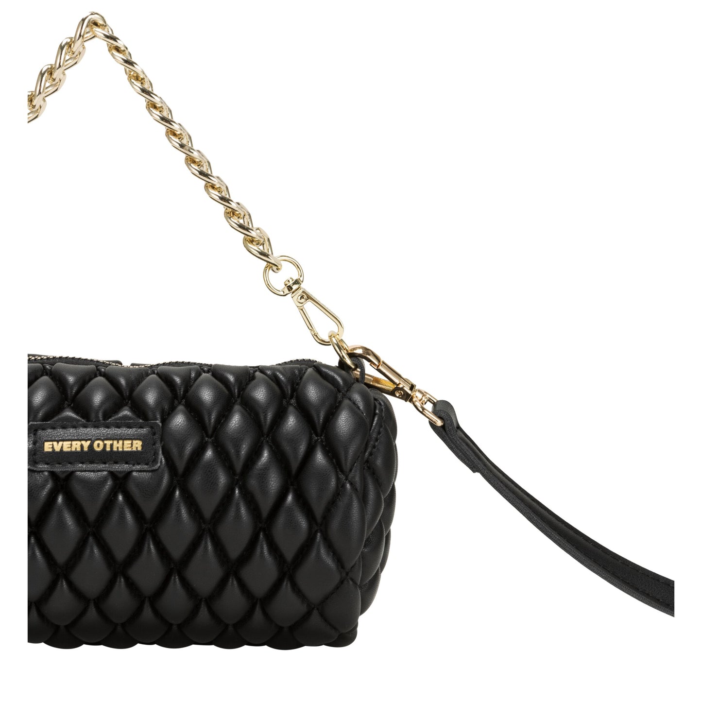 Every Other - 12063 - Quilt detail cylinder cross body bag - Black
