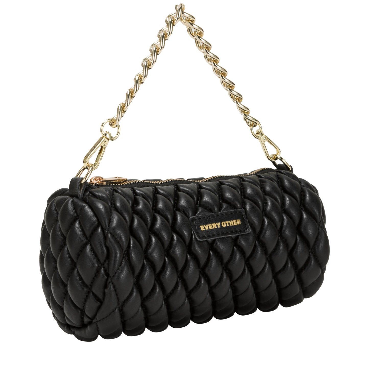 Every Other - 12063 - Quilt detail cylinder cross body bag - Black