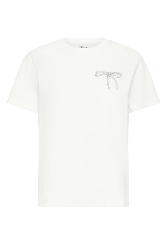 ICHI - KAMILLE - Sequin bow short sleeve T.shirt