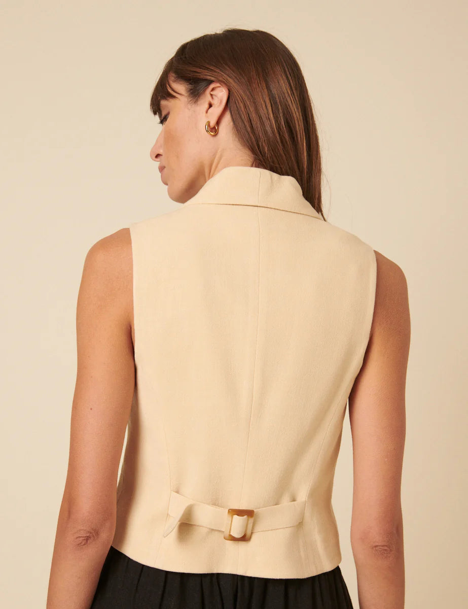 nobody’s child - Cream Double Breasted Cropped Waistcoat