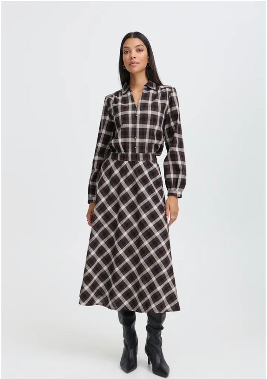 B.Young - FLANNY - Checked midi skirt