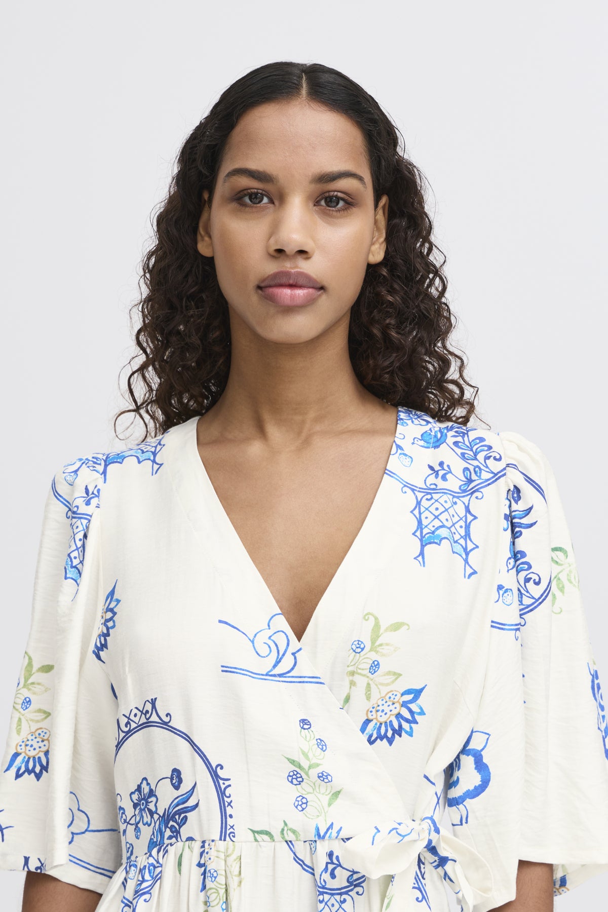 ICHI - LUCIE DR - Printed 3/4 flow sleeve dress