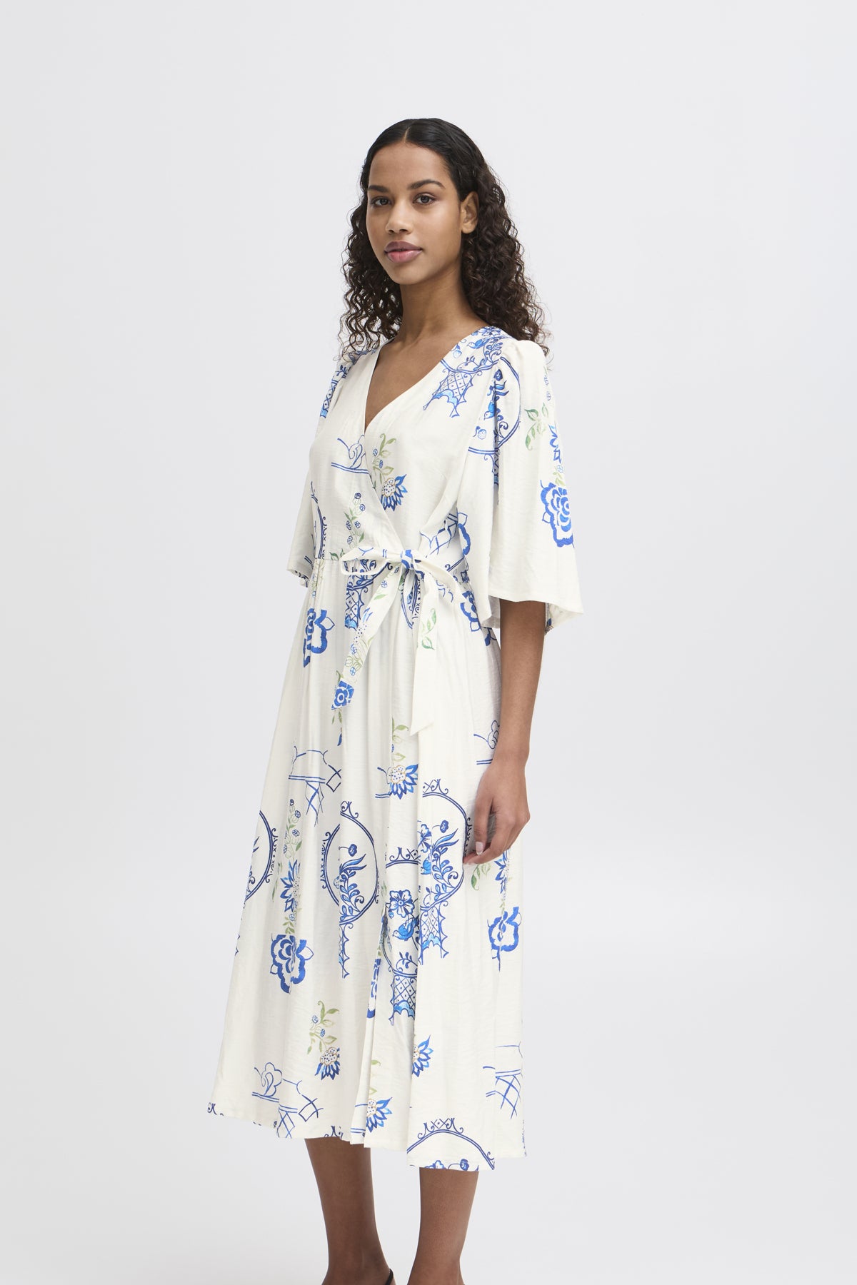 ICHI - LUCIE DR - Printed 3/4 flow sleeve dress
