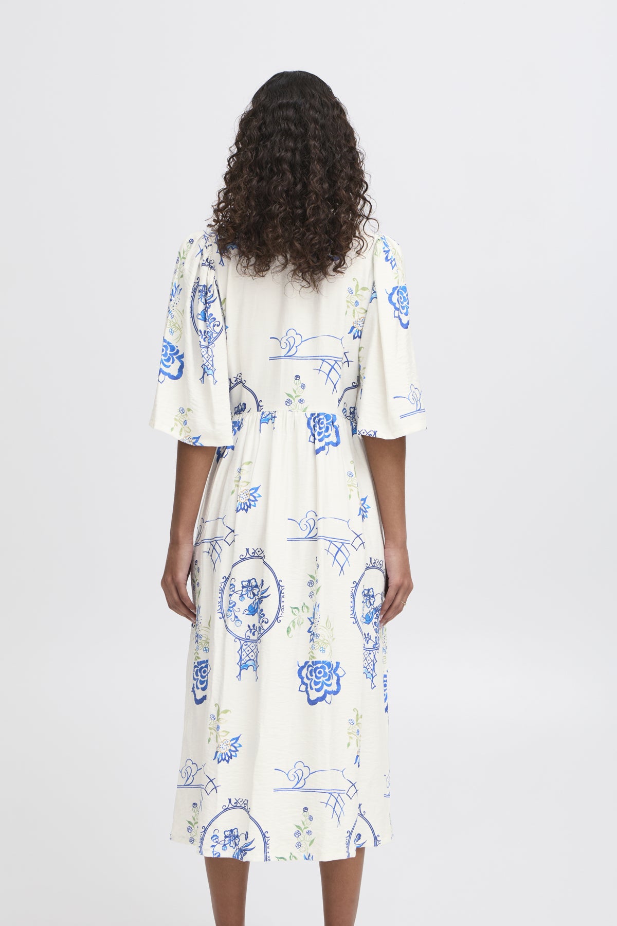 ICHI - LUCIE DR - Printed 3/4 flow sleeve dress