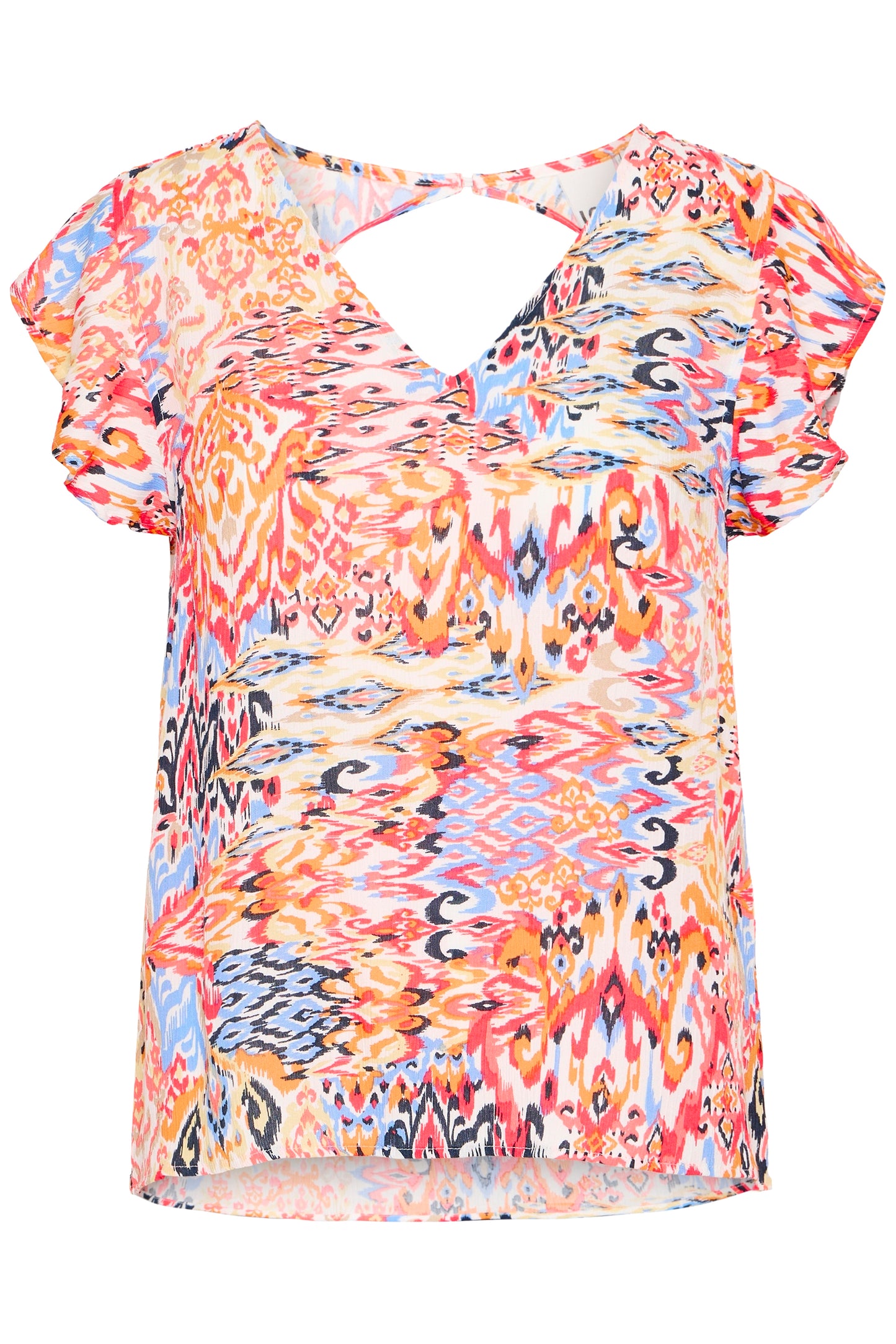 ICHI - MARRAKECH TO10 - Mix print frill sleeve top