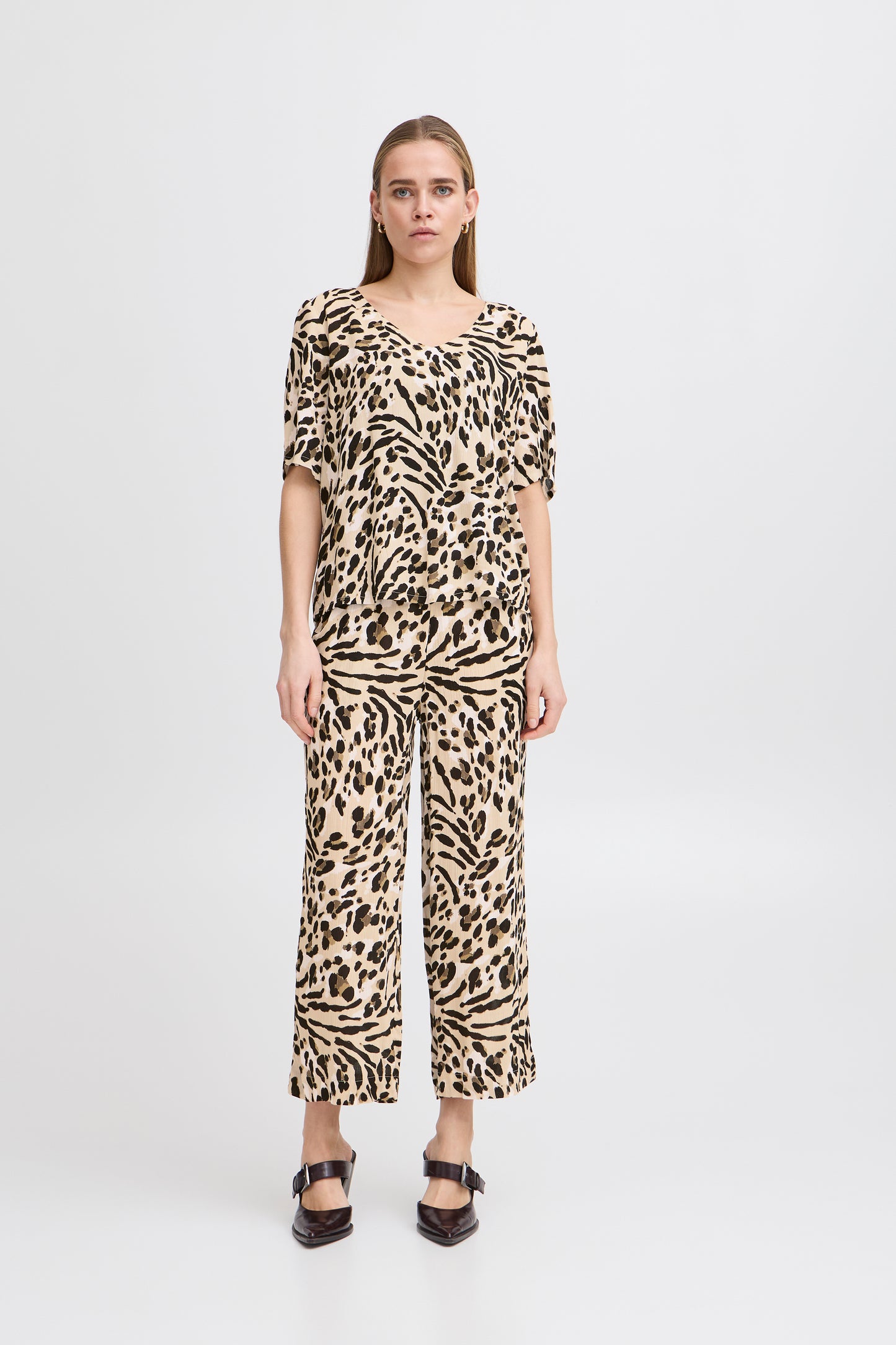 ICHI - MARRAKECH PA7 - Animal print ankle length trousers