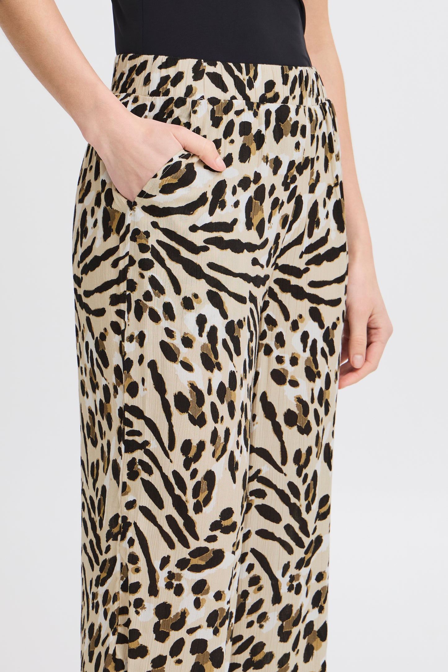 ICHI - MARRAKECH PA7 - Animal print ankle length trousers