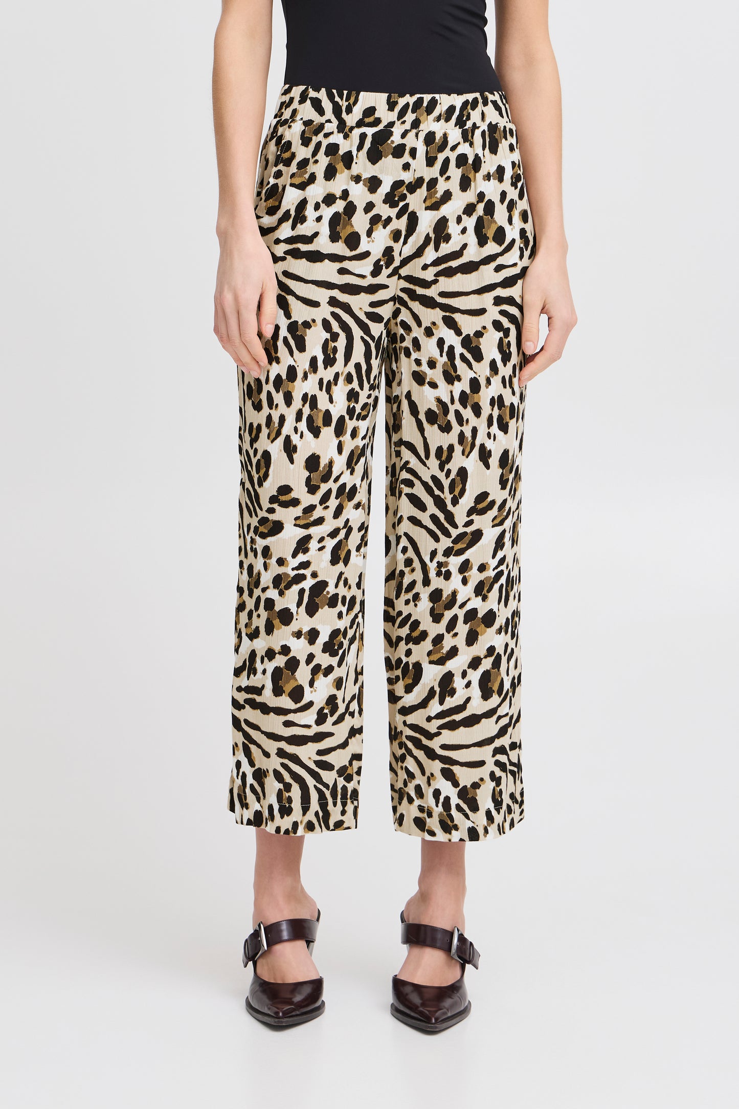 ICHI - MARRAKECH PA7 - Animal print ankle length trousers