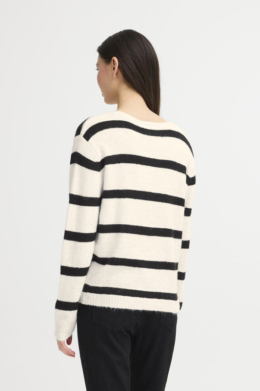 ICHI - KAMARA - Stripe V.Neck knitted jumper
