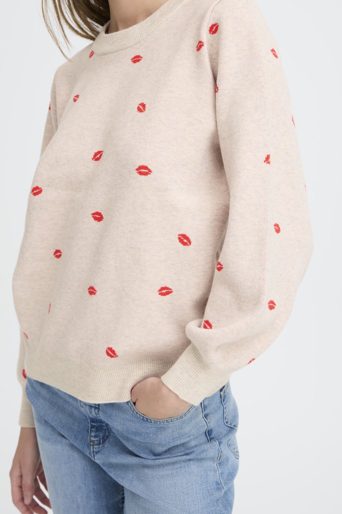 ICHI - BRIELLE - Lip print knitted sweater