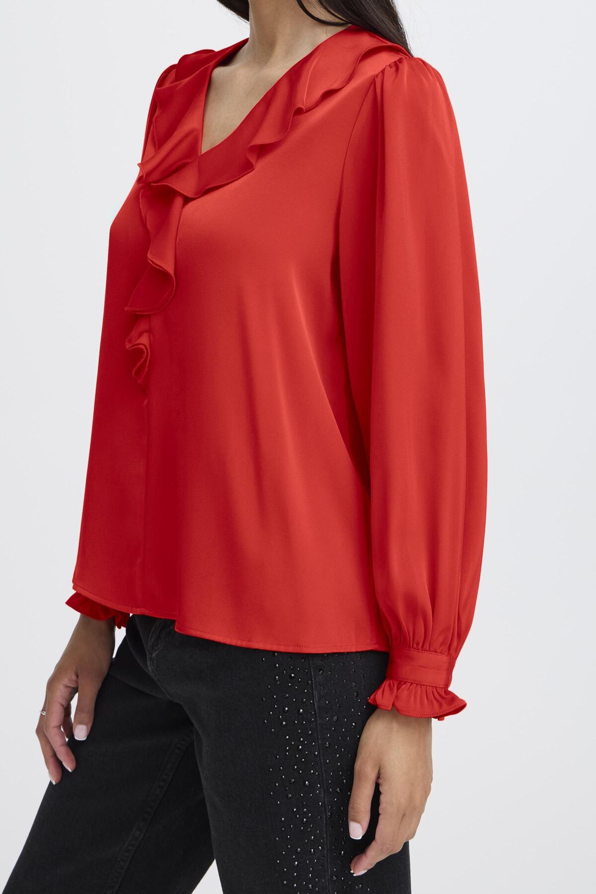 B.Young - FLAIR - Ruffle front satin top