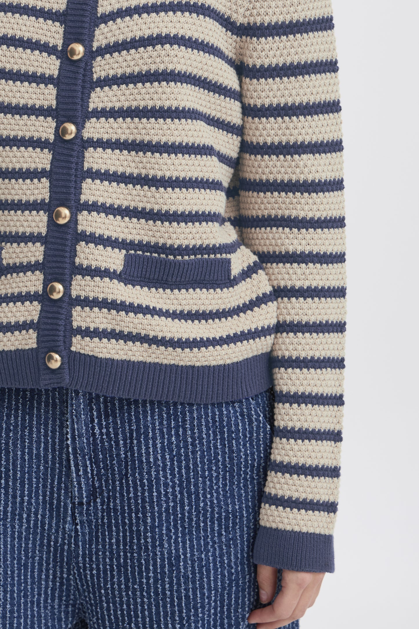 B.Young - MIKALA - Stripe cardi with gold button detail