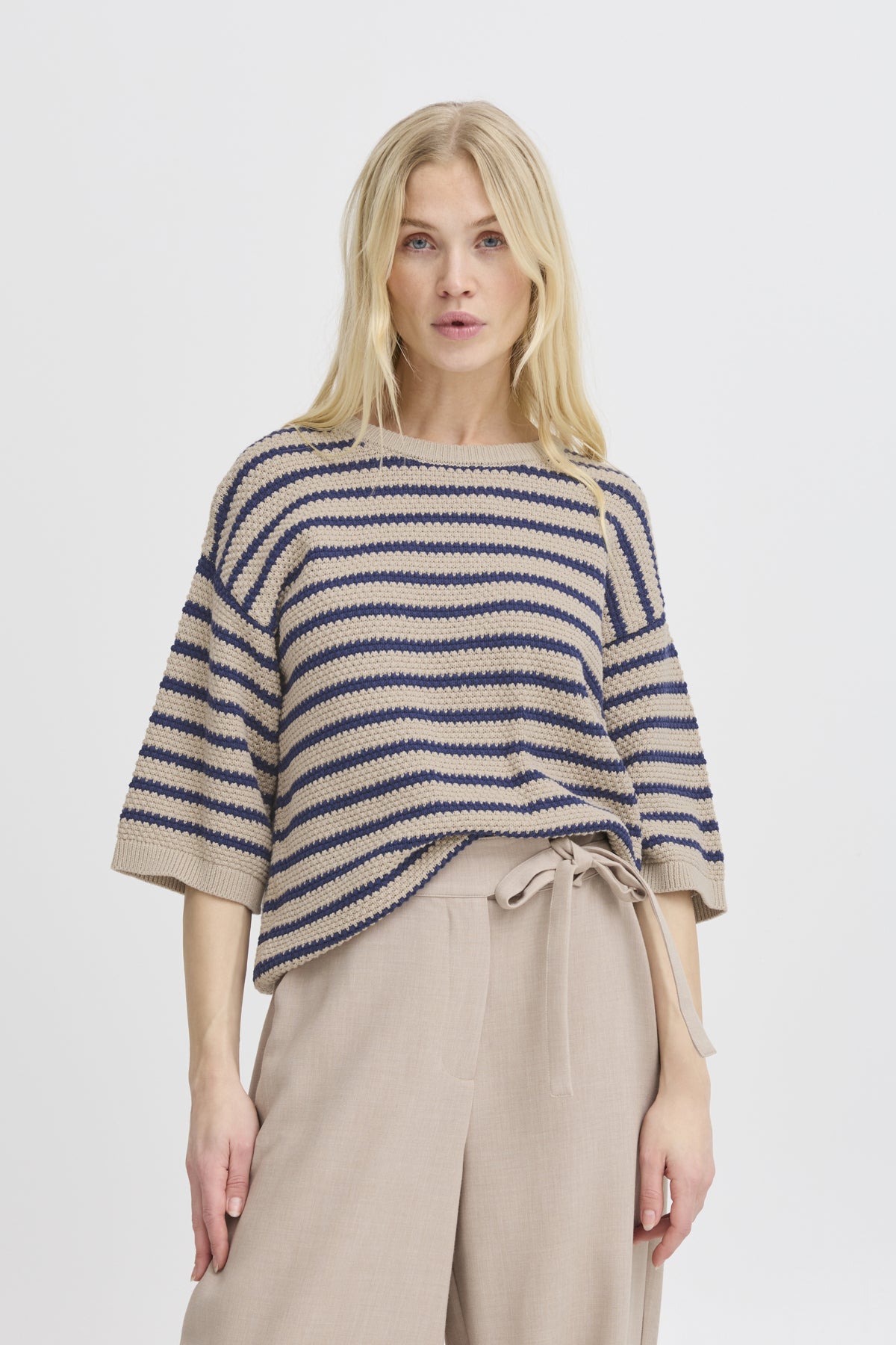 B.Young - MIKALA VAF - Stripe 3/4 sleeve knit