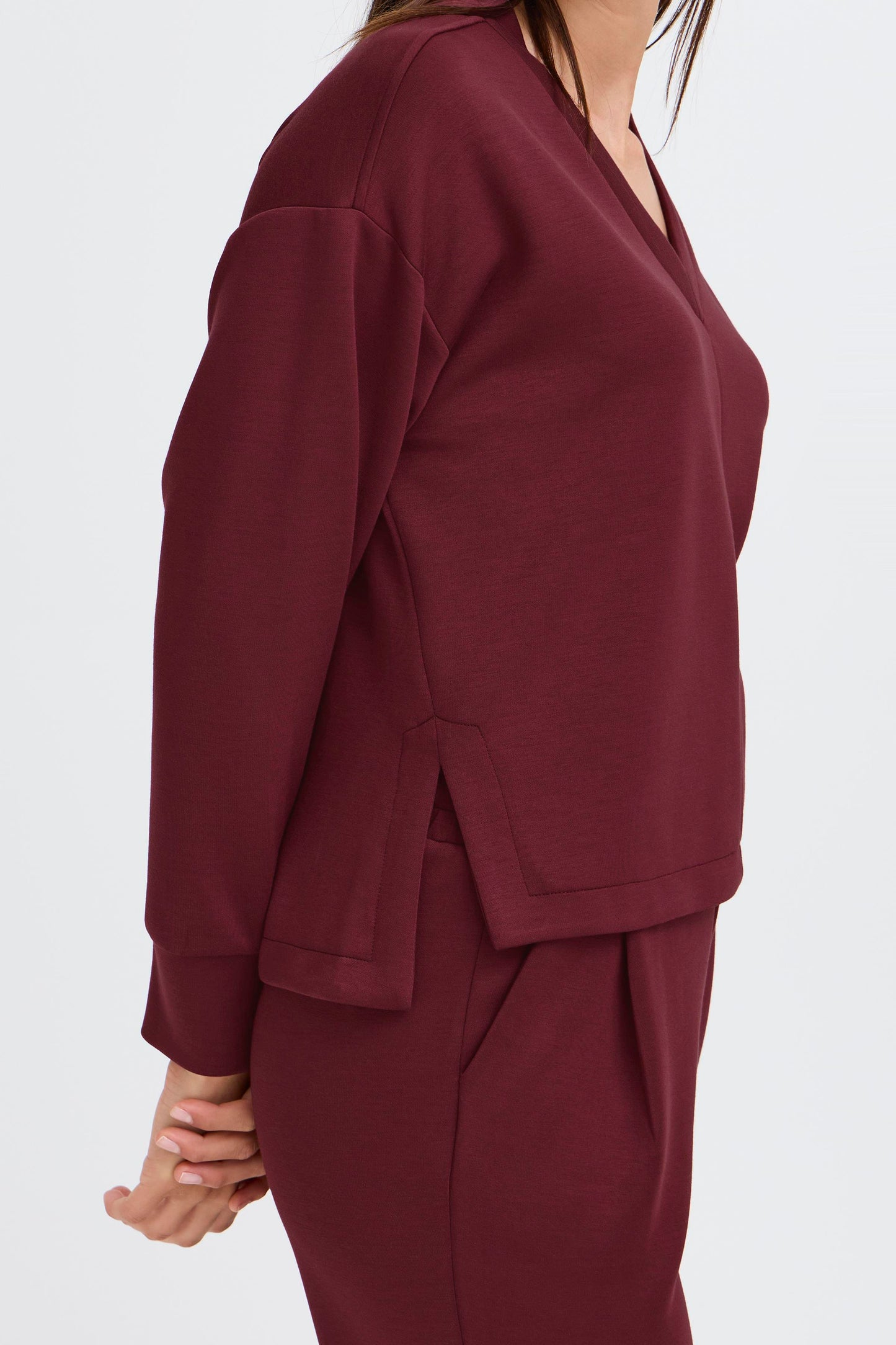 B.Young - PUSTI - Long sleeve v.neck sweat - Burgundy