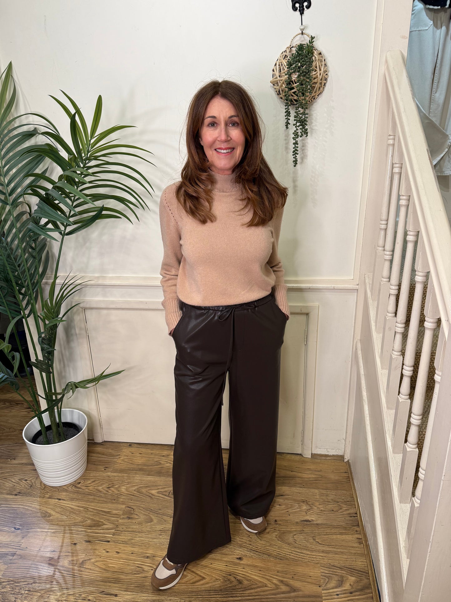 KITE - Wide leg faux leather jogger style trousers