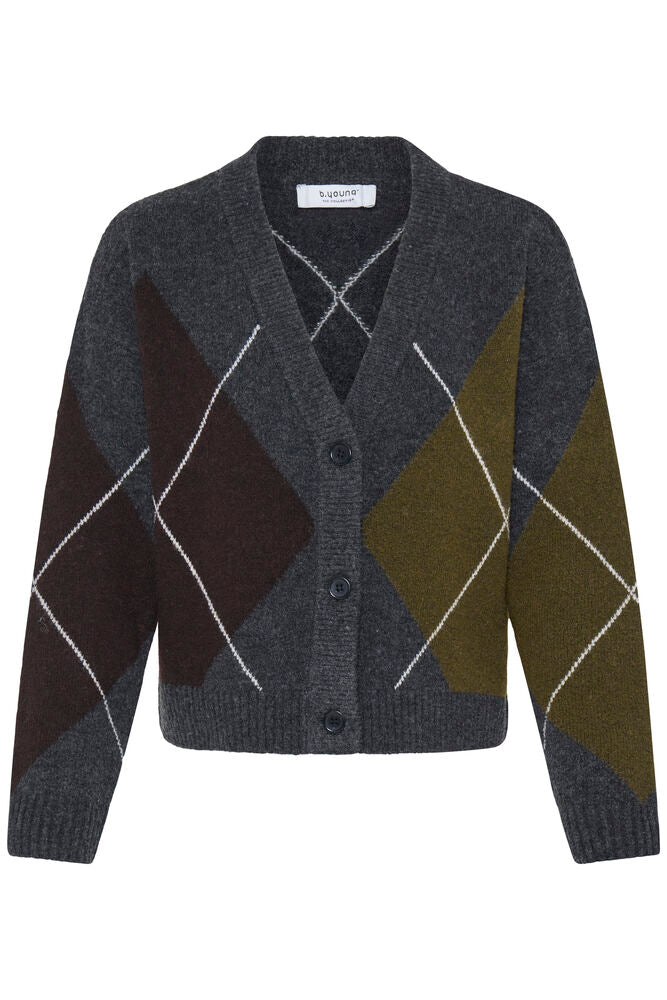 B.Young - OSMILLA - Argyle long sleeve cardigan