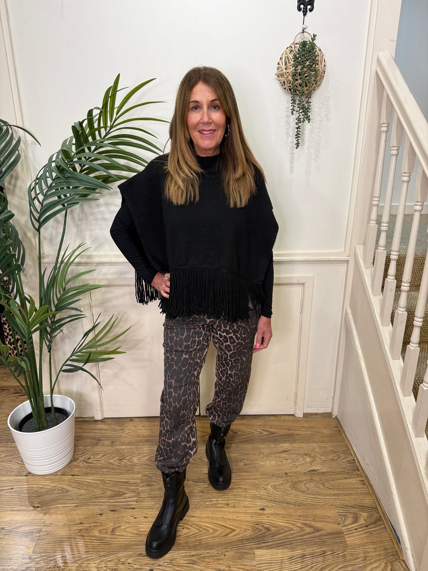 Pieces - JULLE - Fringe detail roll neck poncho
