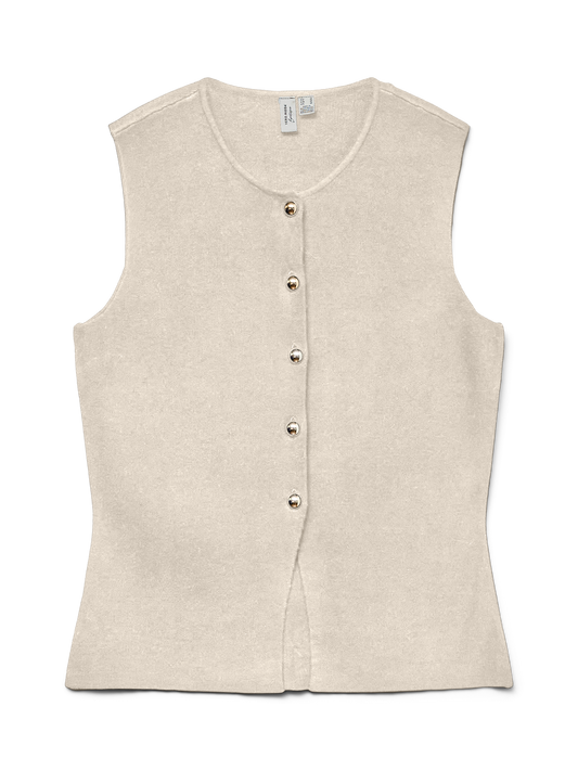 Vero Moda - SABA - Knitted gold button waistcoat
