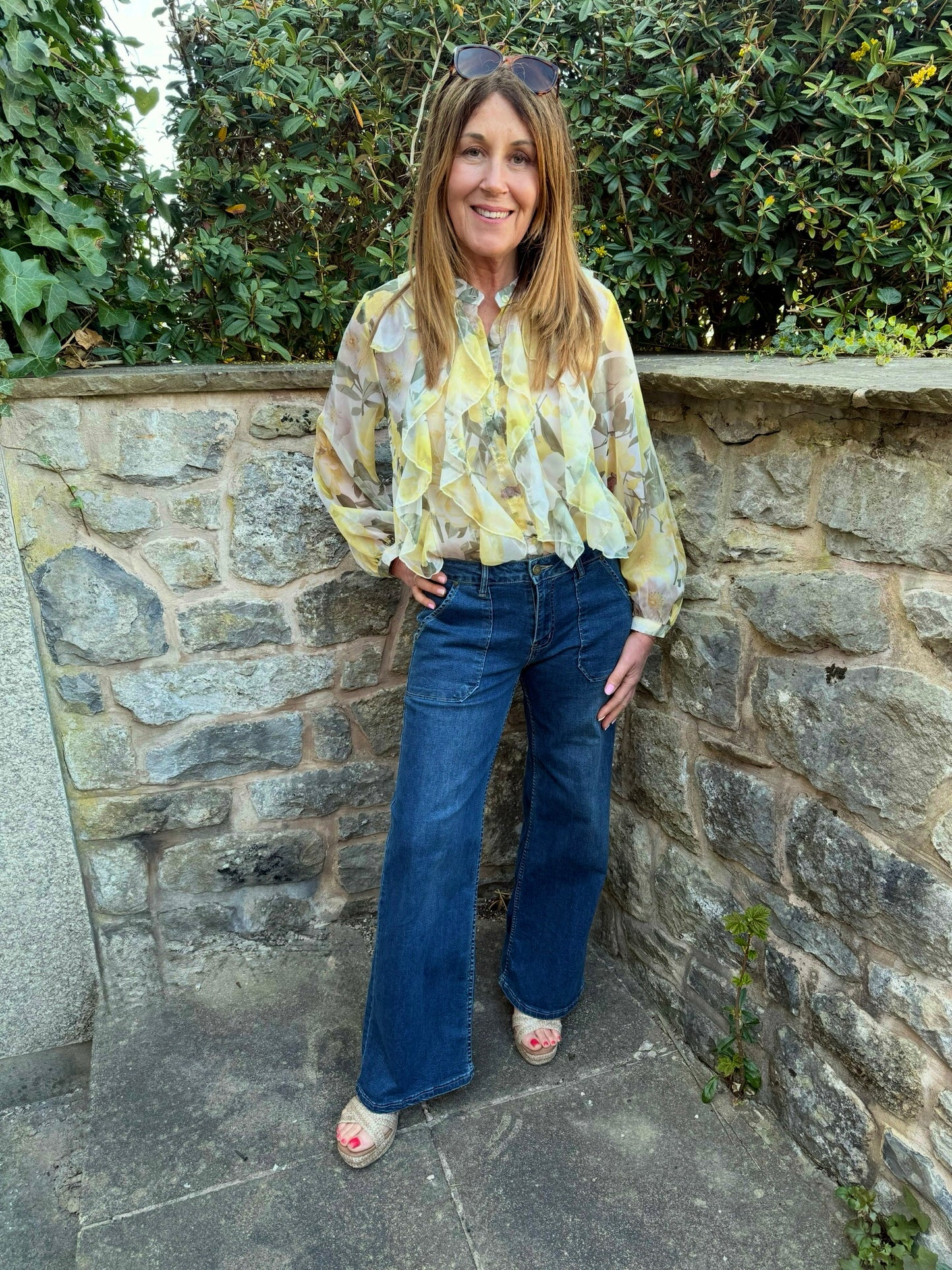 SONALI - Ruffle front floral blouse