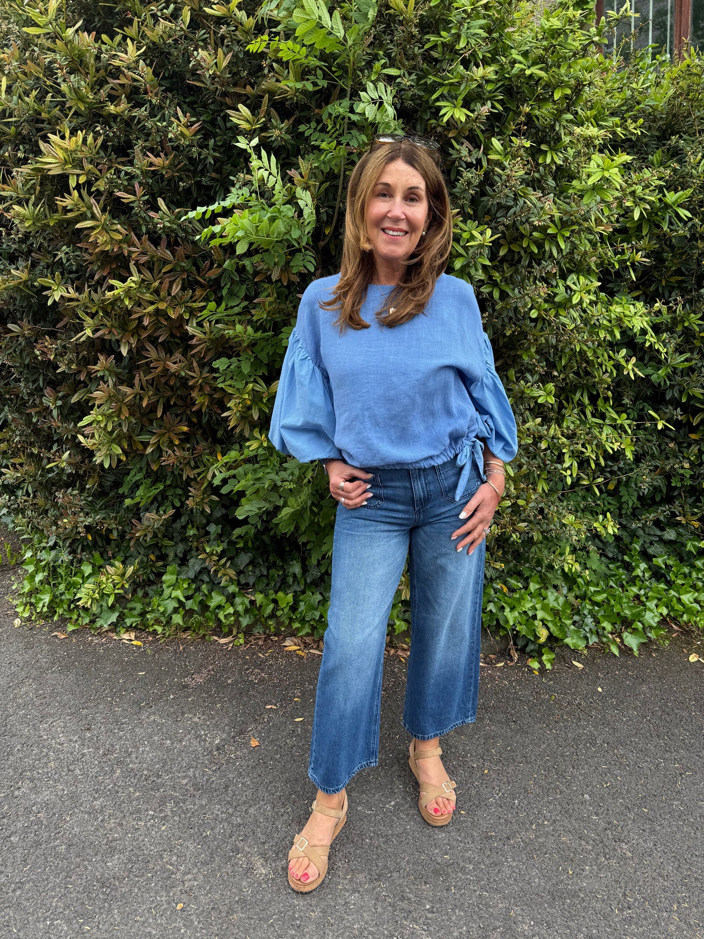 GLORIA - Balloon sleeve linen top