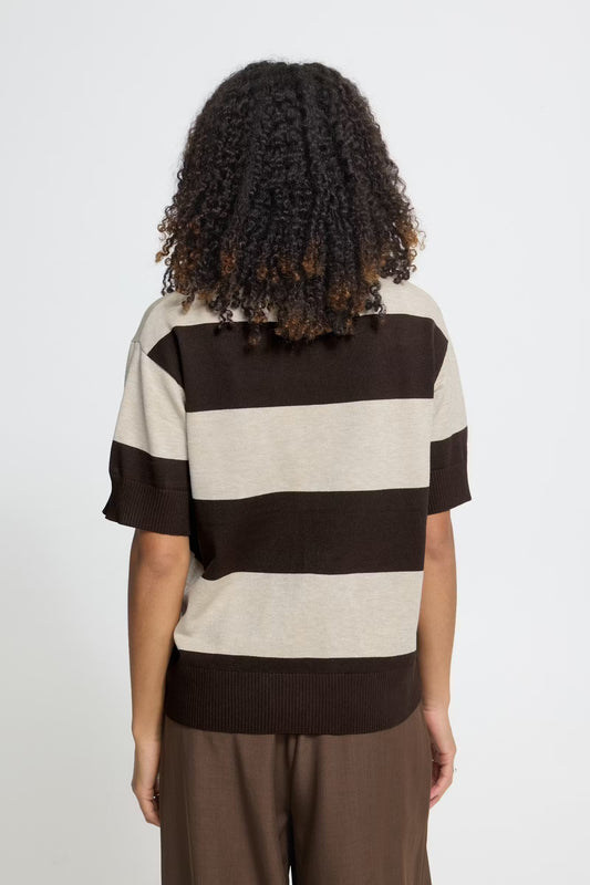 ICHI -LULS - Stripe short sleeve polo