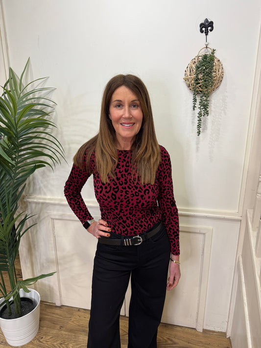 KOA - Leopard devore fabric stretch bodysuit