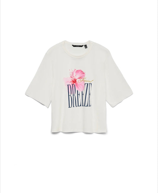 Vero Moda - NAOMI - Floral ‘Breeze’ slogan t.shirt