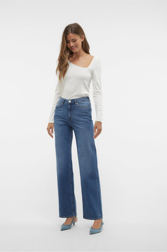 Vero Moda - TESSA - Wide leg high rise denim jeans