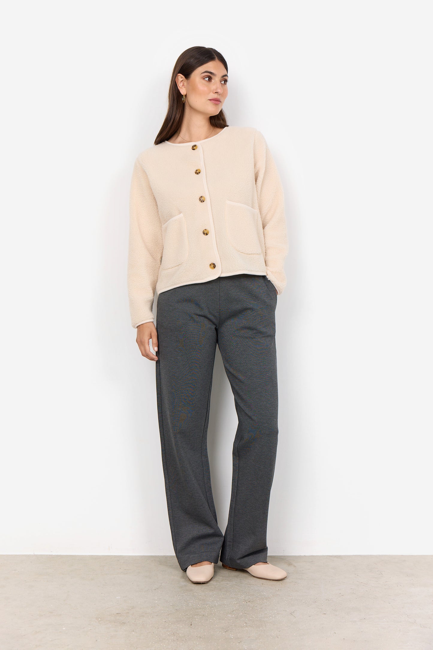 Soya Concept - ONYX 2 - Teddy button jacket - Cream image 2