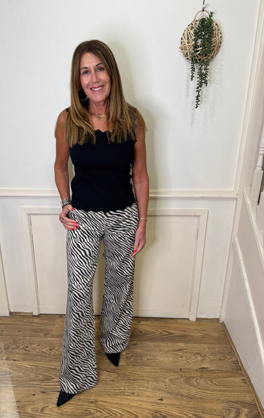 ZEBRA - Prited wide leg jeans