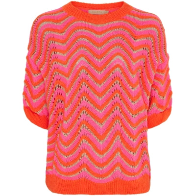 Marta - ALPHONSINE - Wavy short sleeve neon knit