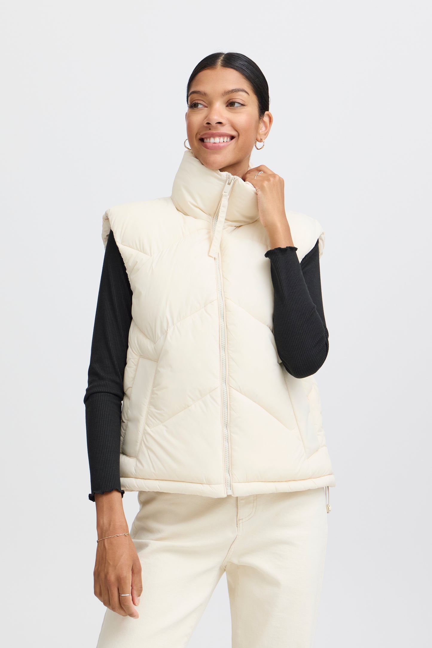 B.Young - BOMINA - Short puffa gilet - Cream image 0
