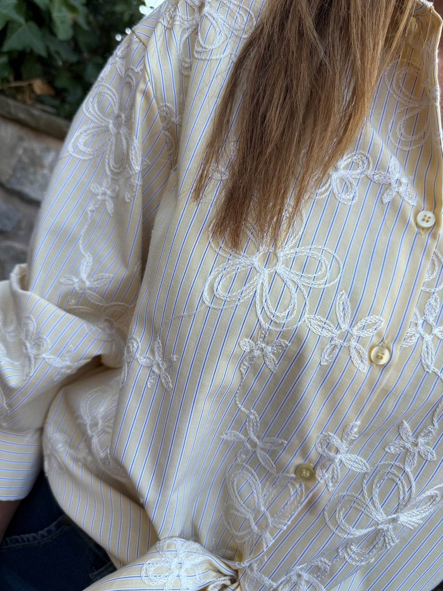 AMBROSIA - Stripe embroidered detail shirt