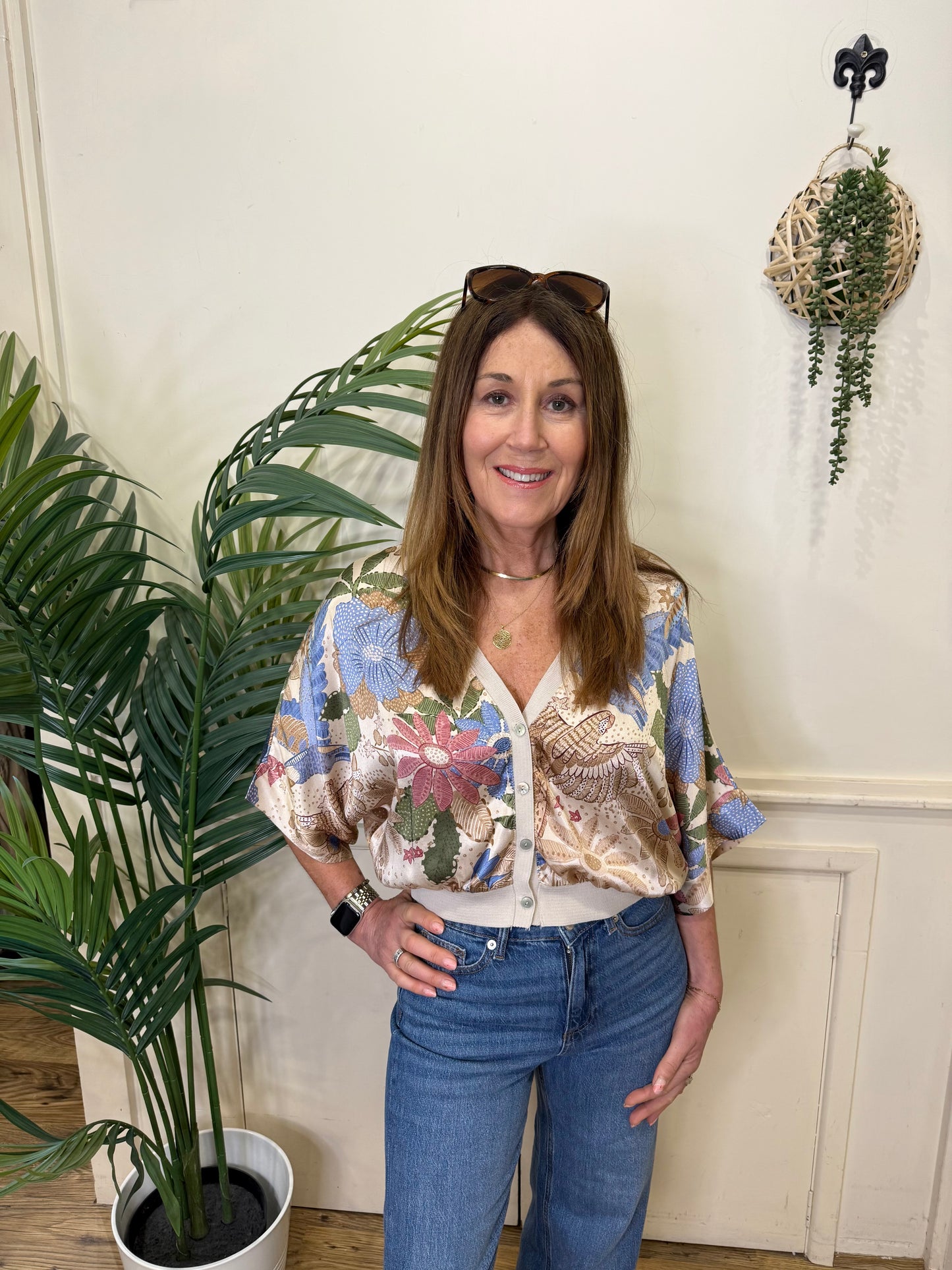 ARIA - Printed satin bomber/top