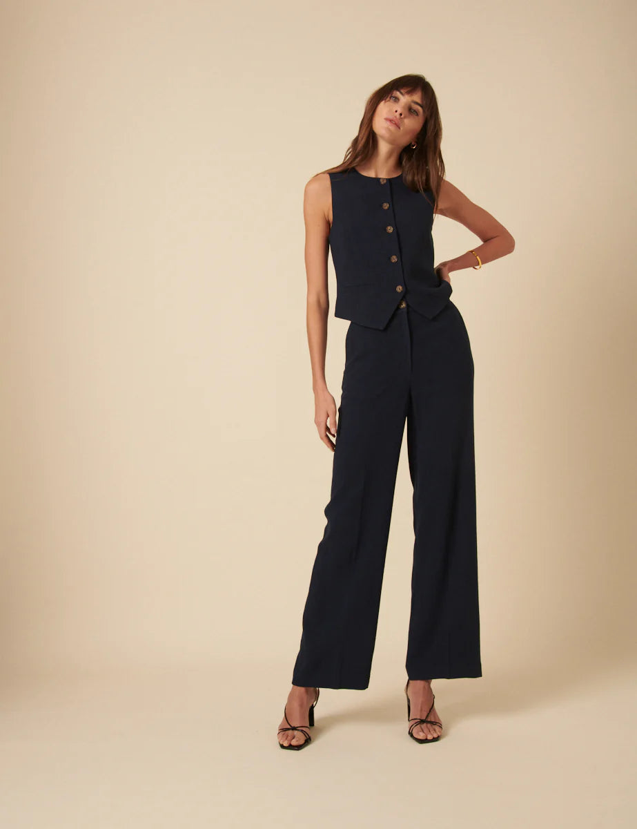 nobody’s child - Navy Marion Straight Leg Trousers