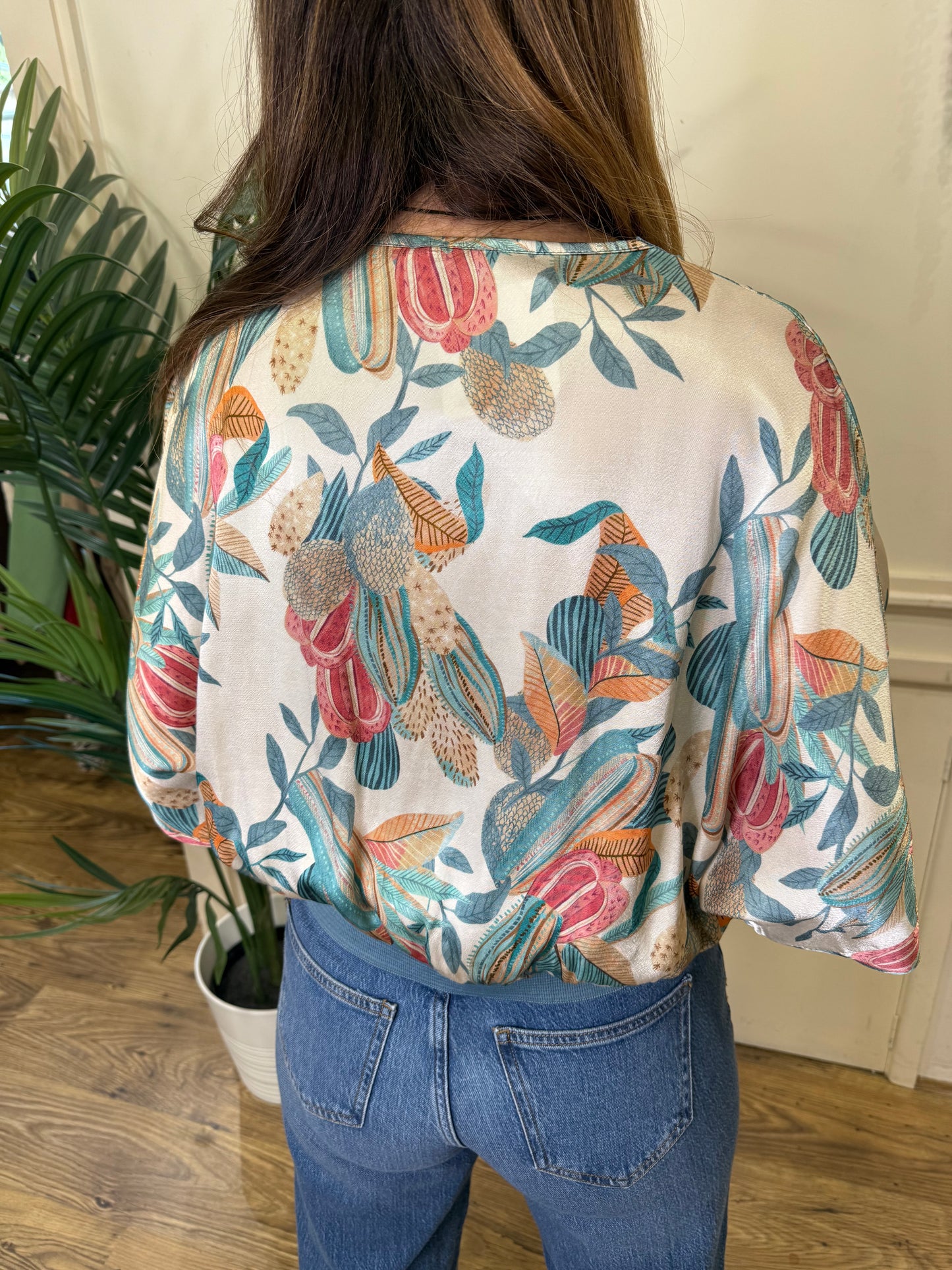 ARIA - Printed satin bomber/top