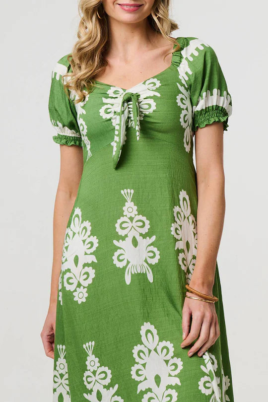 IVY - Printed tie front midi dress