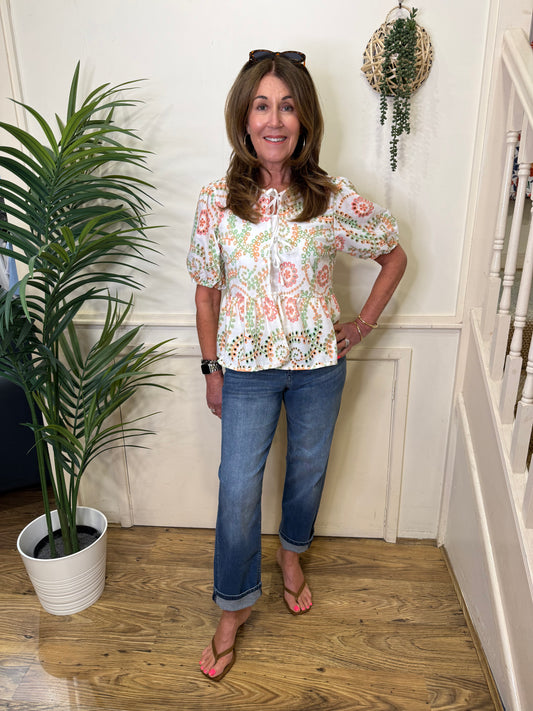 IMOGEN - Broderie anglaise tie top