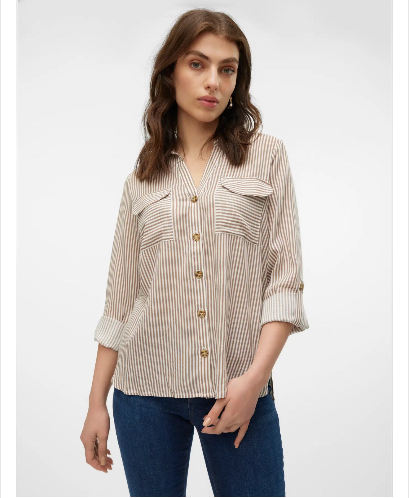 Vero Moda - BUMPY - Stripe front pocket shirt