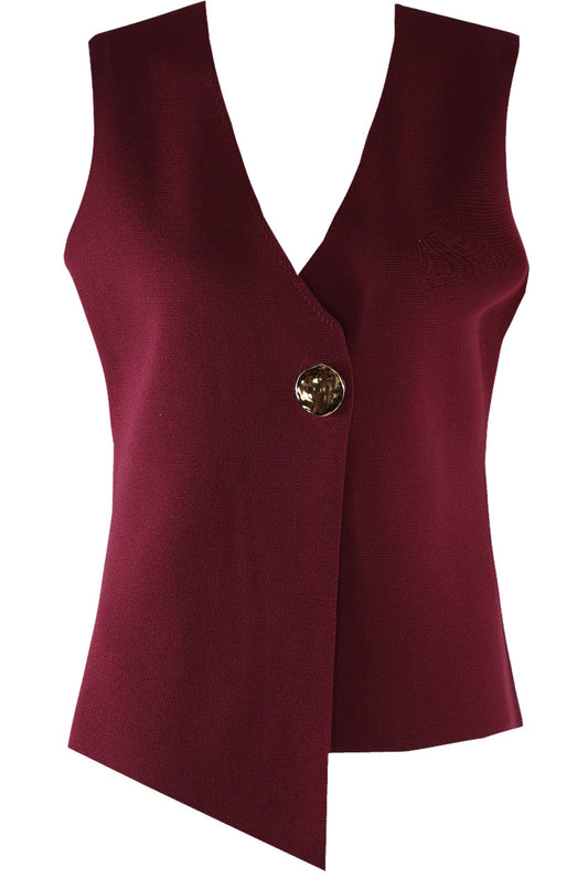 AMBER - Gold button knitted waistcoat