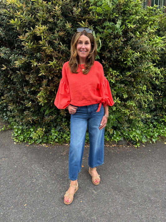 GLORIA - Balloon sleeve linen top