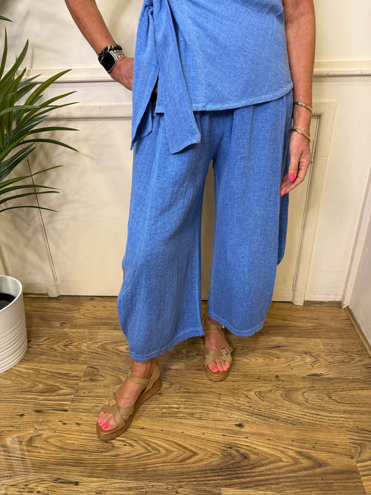HAZEL - Soft linen mix barrel trousers
