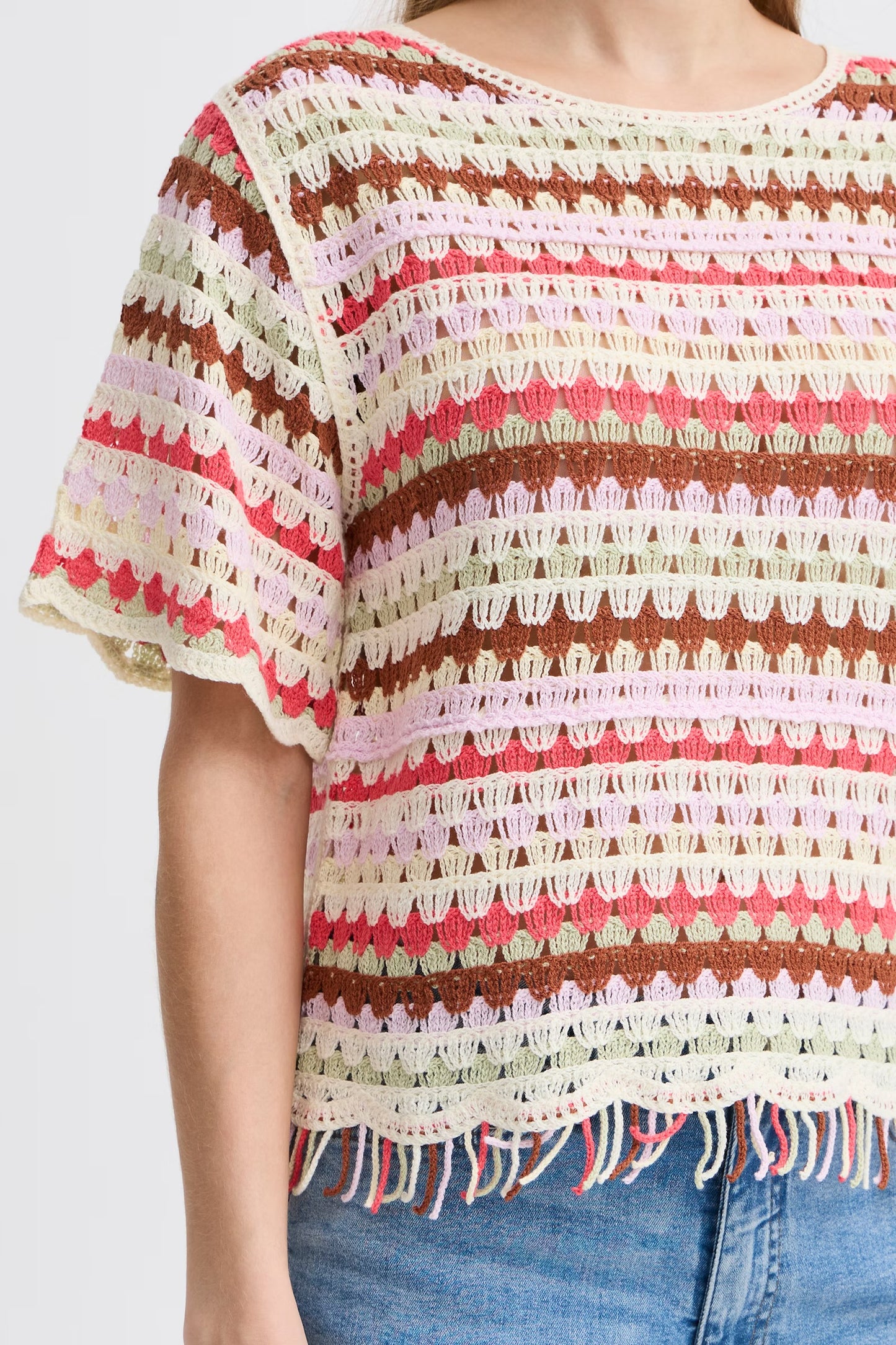 ICHI - BANDIE SS - Crochet knitted top