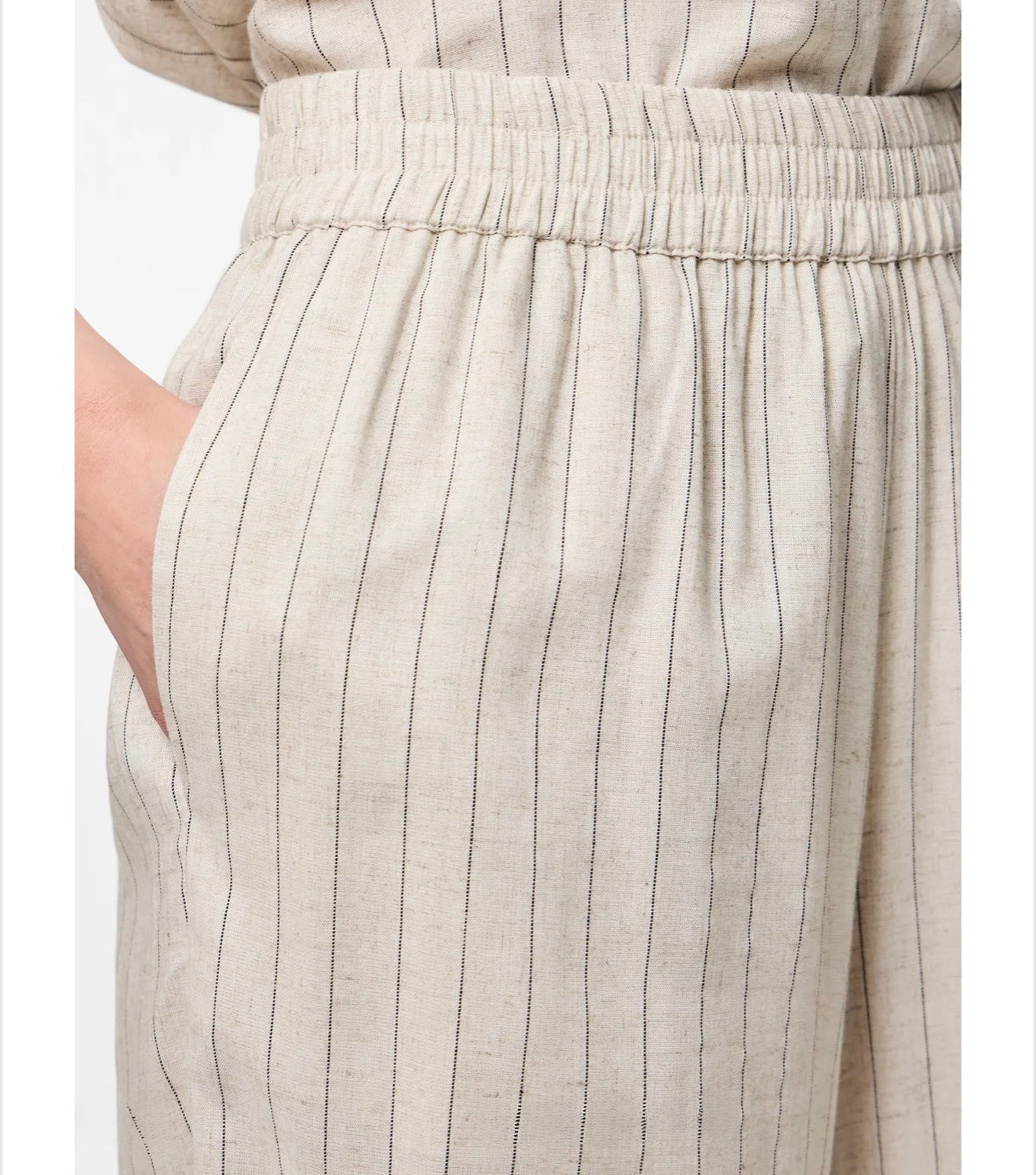 PIECES - PIA - Pinstripe linen culotte trousers